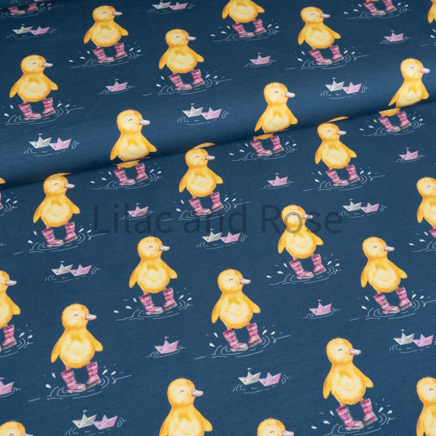 Cotton Jersey - Ducks in Pink Wellies