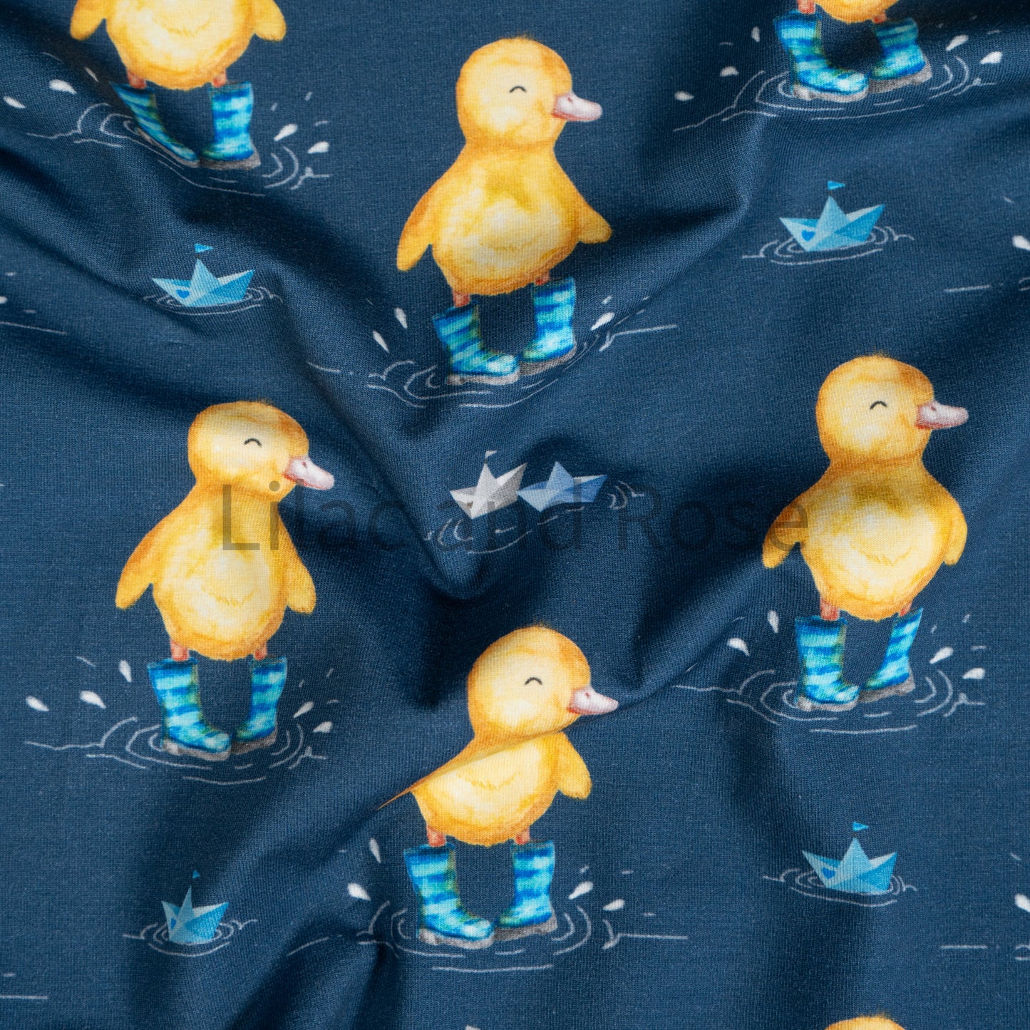 Cotton Jersey - Ducks in Blue Wellies