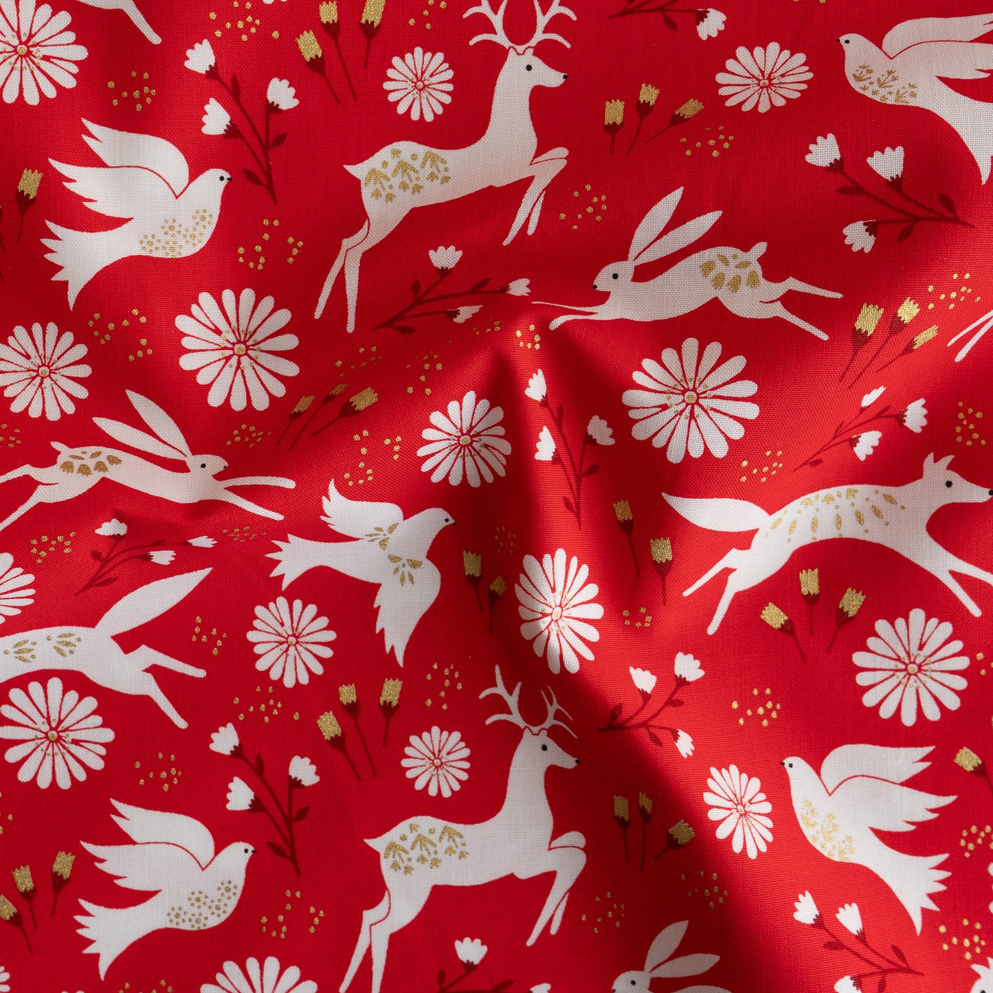 100% Cotton - Red Winter Animals by Dashwood Studios