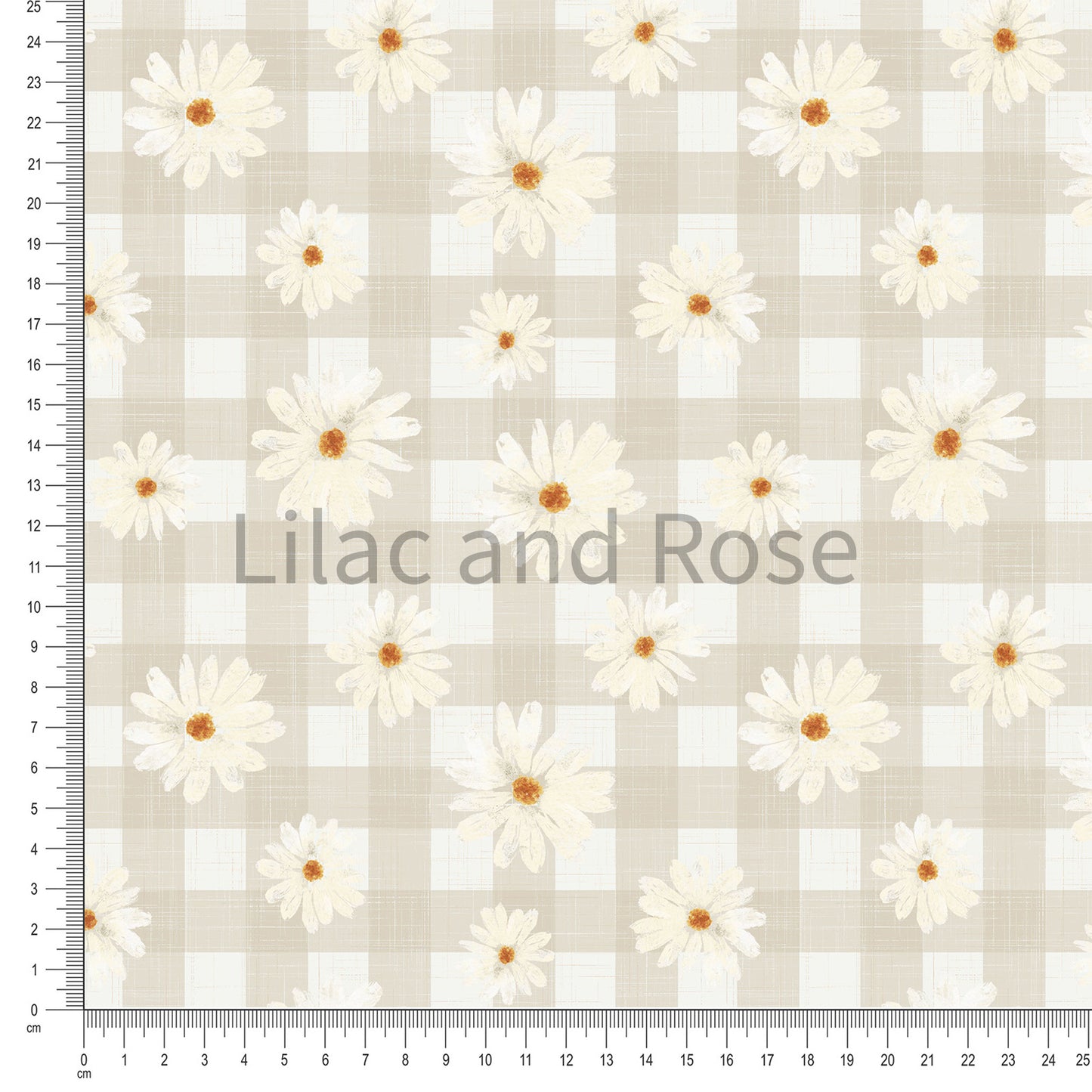 PRE-ORDER - Daisies Beige Gingham