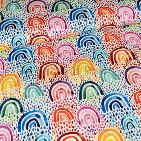 Remnant 70cm - Cotton Jersey - Bright Rainbows