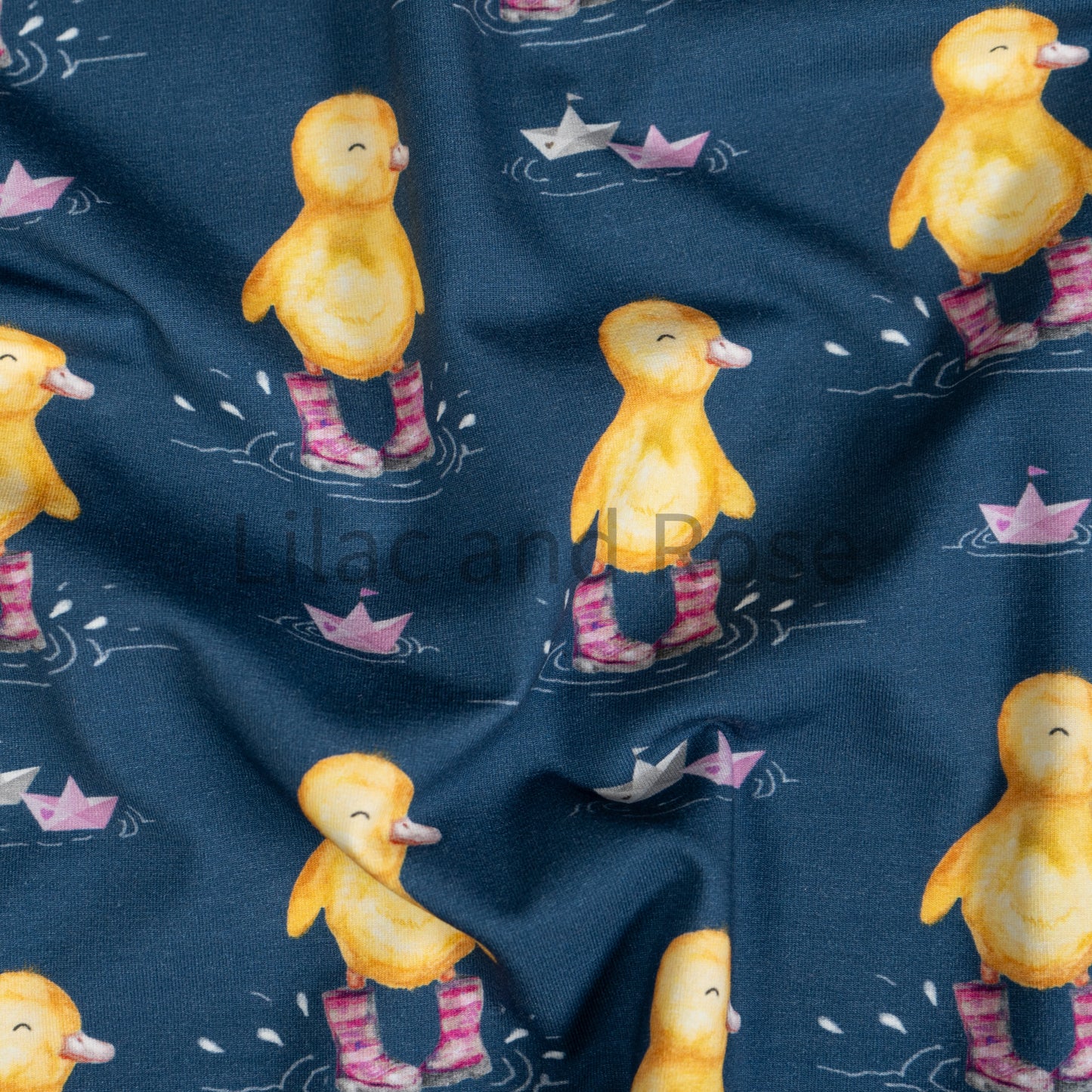 Cotton Jersey - Ducks in Pink Wellies