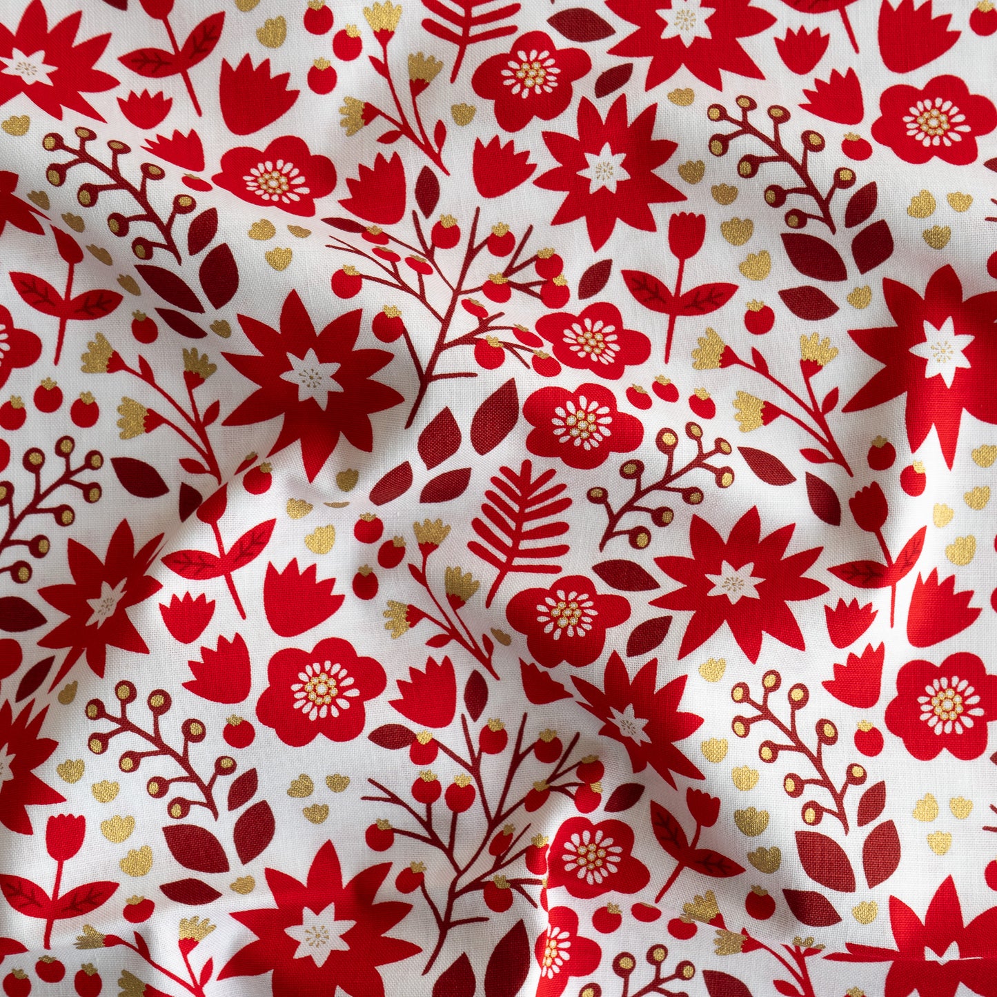 100% Cotton - Red Winter Floral by Dashwood Studios