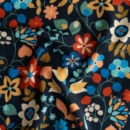 Rayon (Viscose) -  Denim Florals by Dashwood Studio