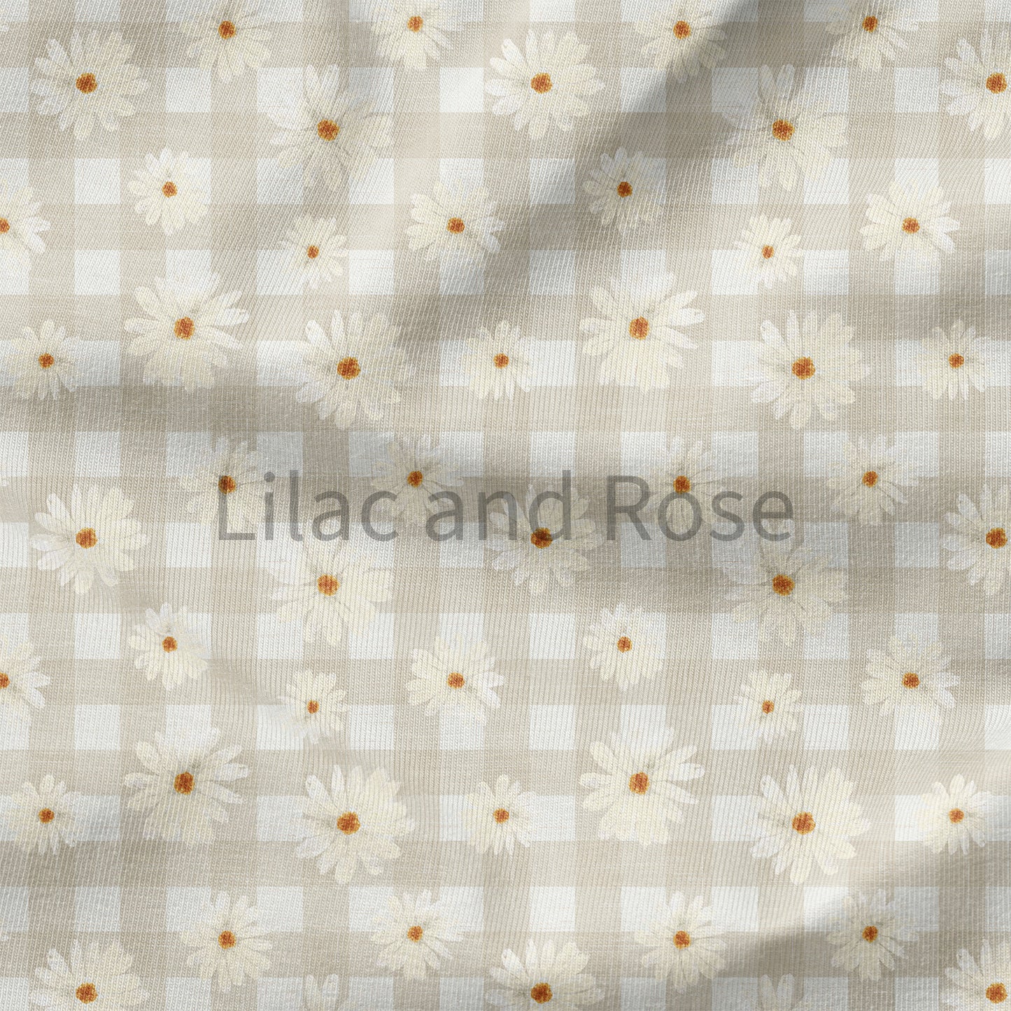 PRE-ORDER - Daisies Beige Gingham