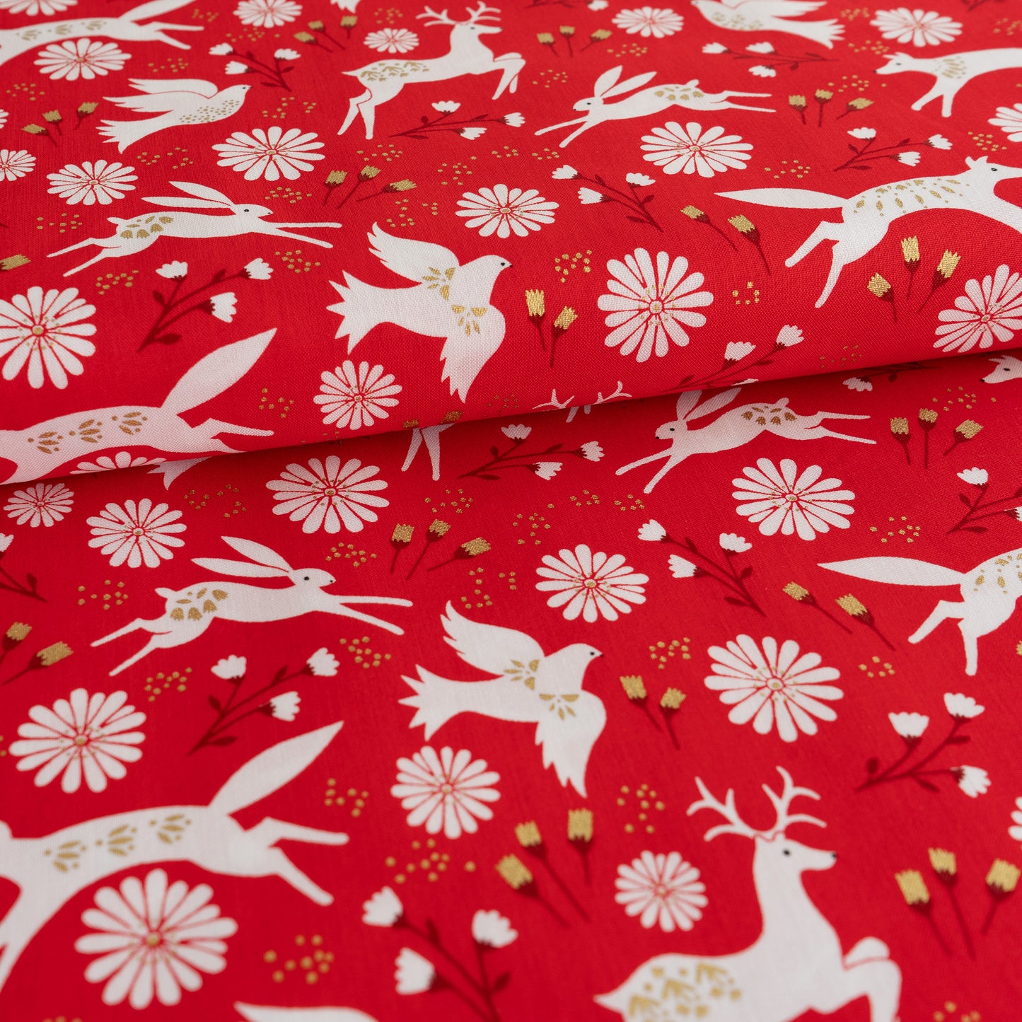 100% Cotton - Red Winter Animals by Dashwood Studios