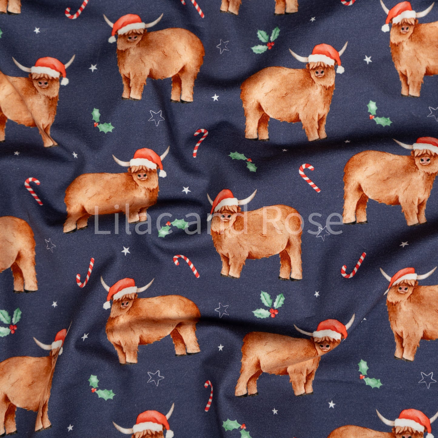 Cotton Jersey - Christmas Highland Cows