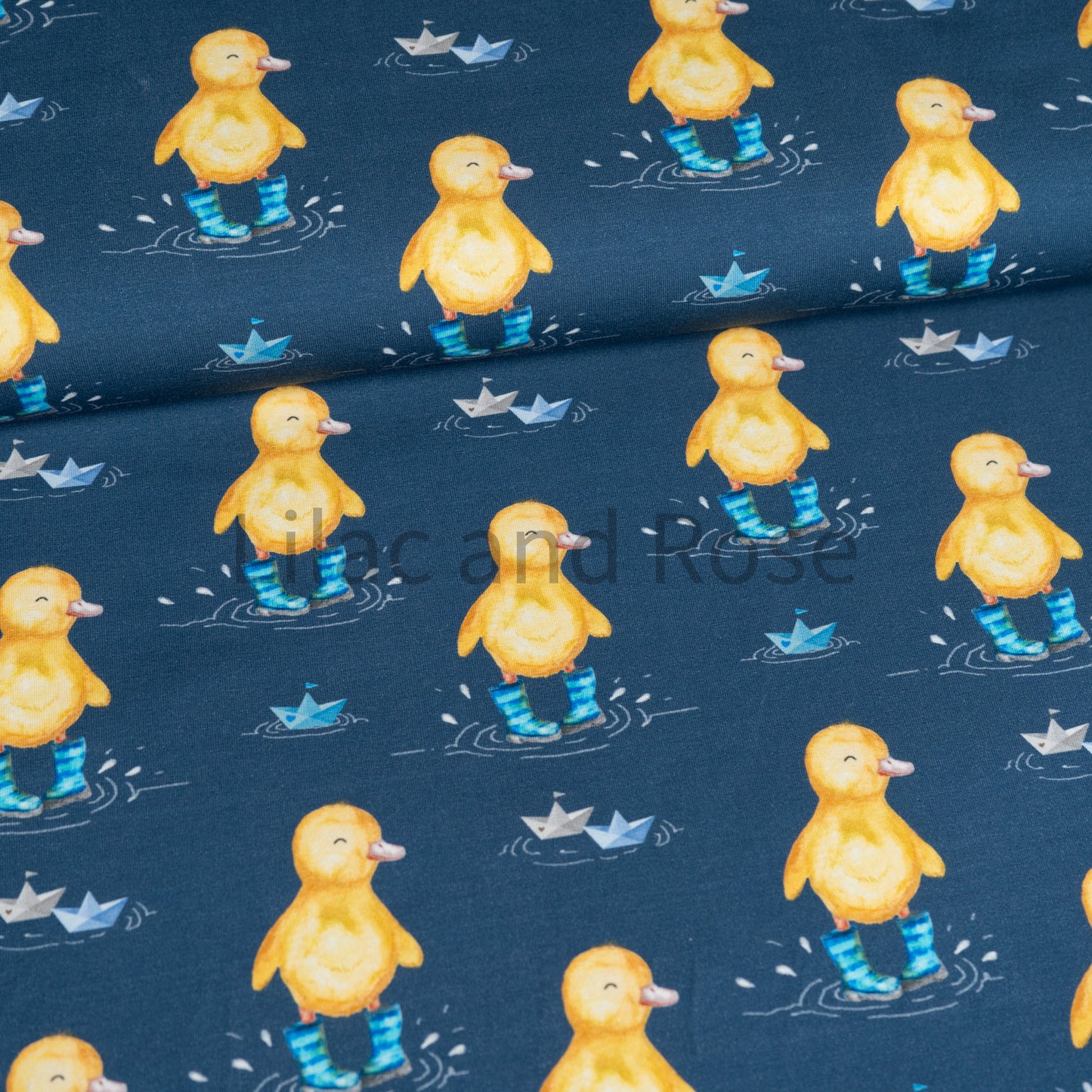 Cotton Jersey - Ducks in Blue Wellies