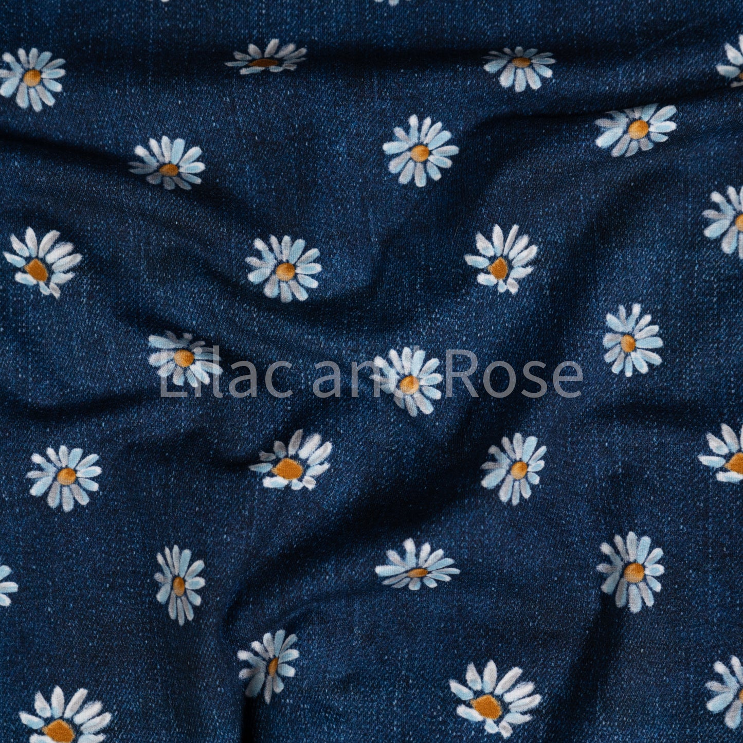 Cotton Jersey - Navy Denim Daisies