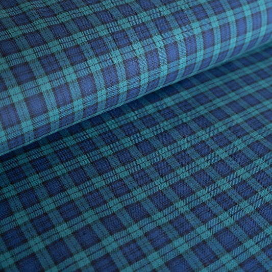 100% Brushed Cotton - Blue and Green Tartan