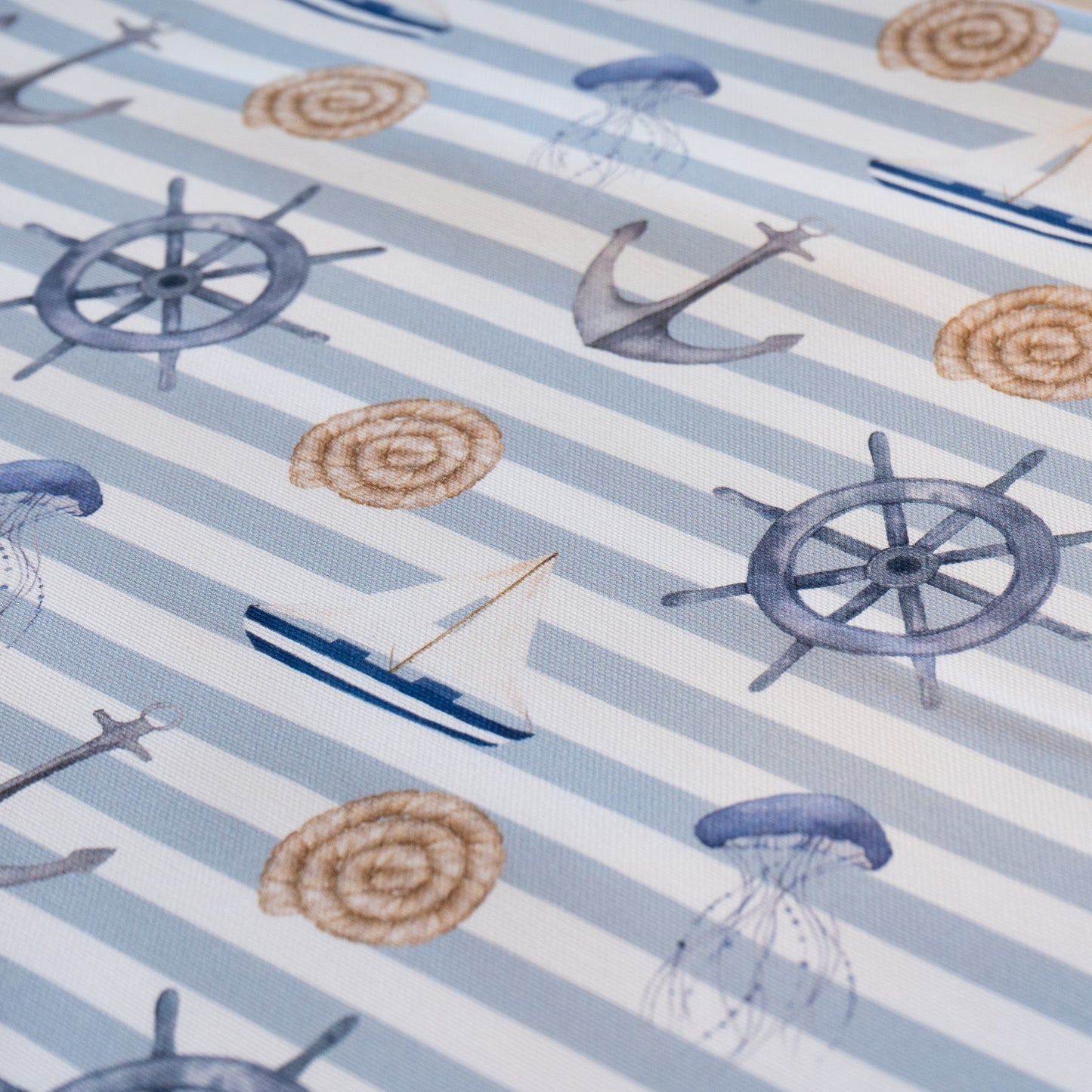 100% Cotton Canvas - Nautical Blue Stripe