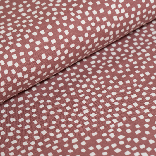 Organic Cotton Jersey - Dusky Pink and White Dots