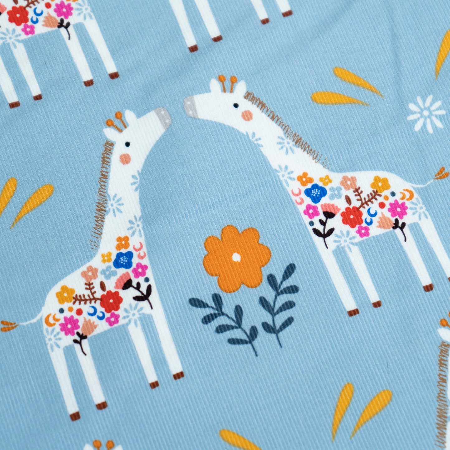 Remnant 68cm - 21 Wale Needlecord - Dashwood Studios Giraffes Blue