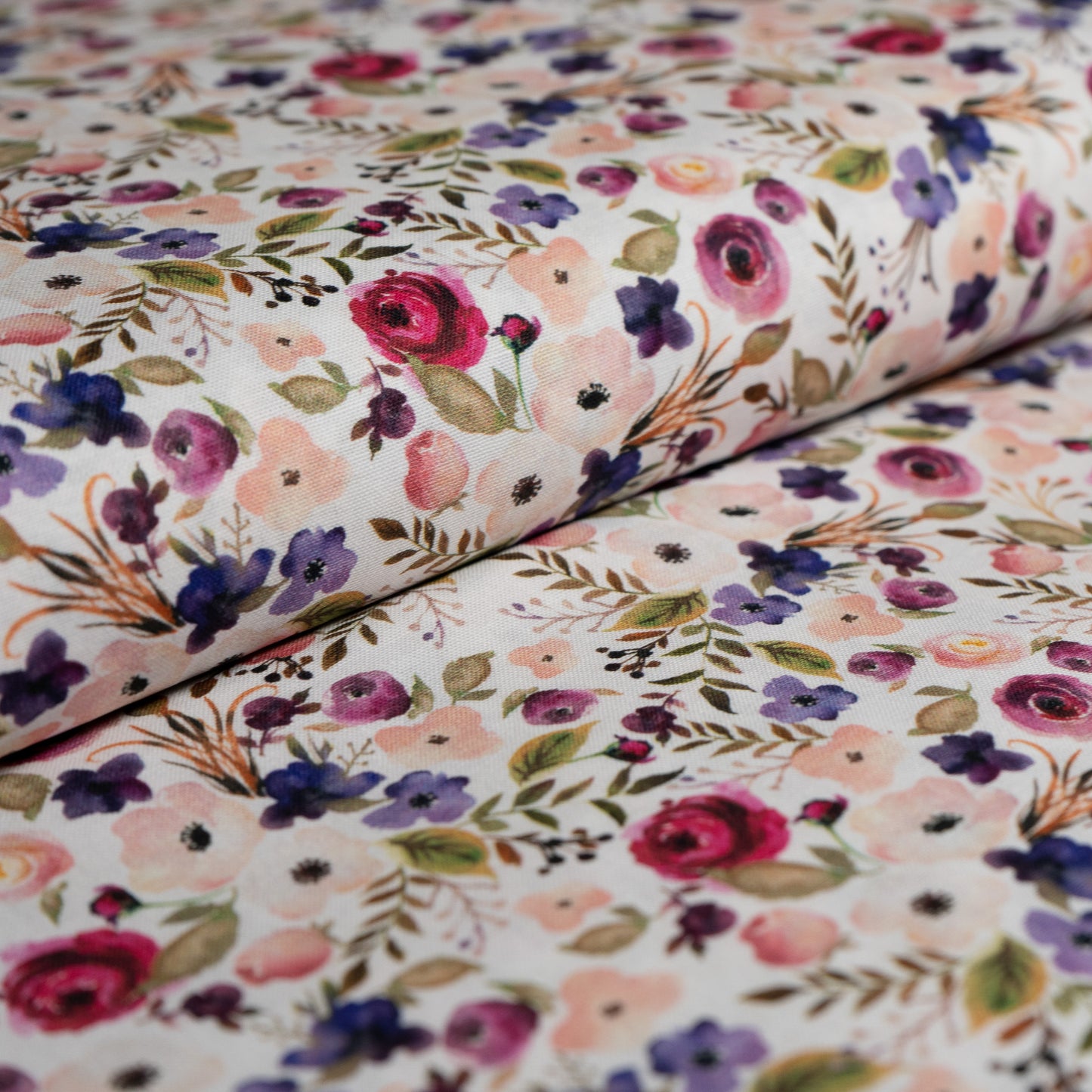 100% Cotton - Ditsy Floral - Pink and Purple