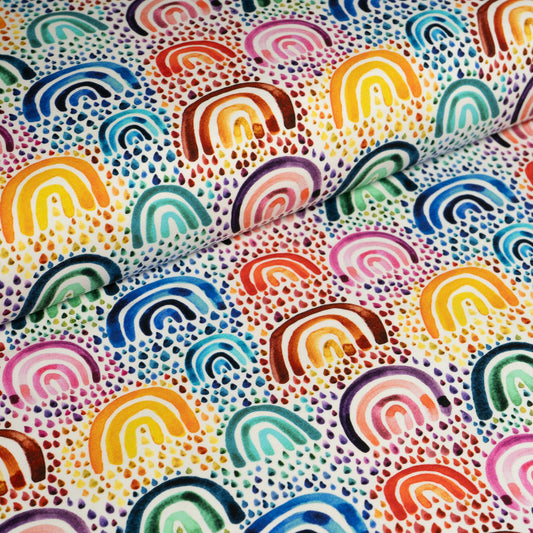 Remnant 90cm - Cotton Jersey - Bright Rainbows