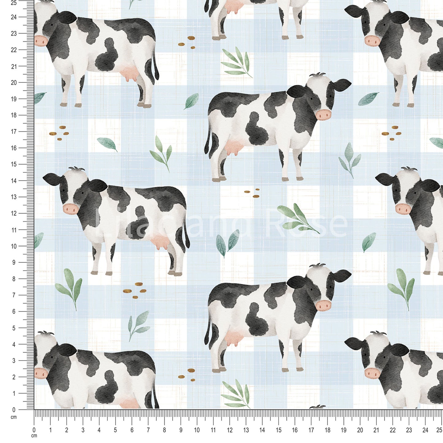 PRE-ORDER - Dairy Cows in Blue Gingham