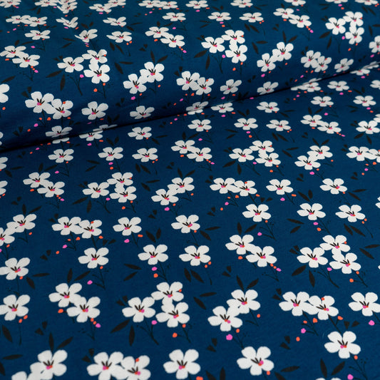 Cotton Jersey - Spring in Navy - Dashwood Studios