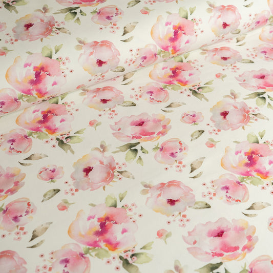 Remnant 68cm - Cotton Jersey - Floral Rosie on White (Exclusive)