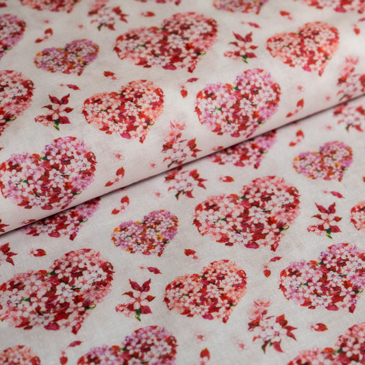 100% Cotton - Floral Hearts