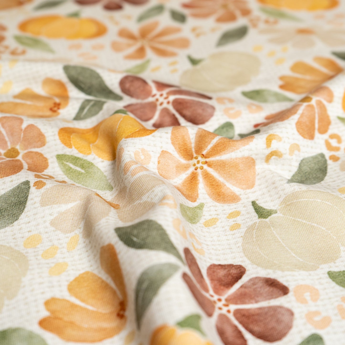 Remnant 97cm - Cotton Jersey - Floral Pumpkins in Burlap (Exclusive)