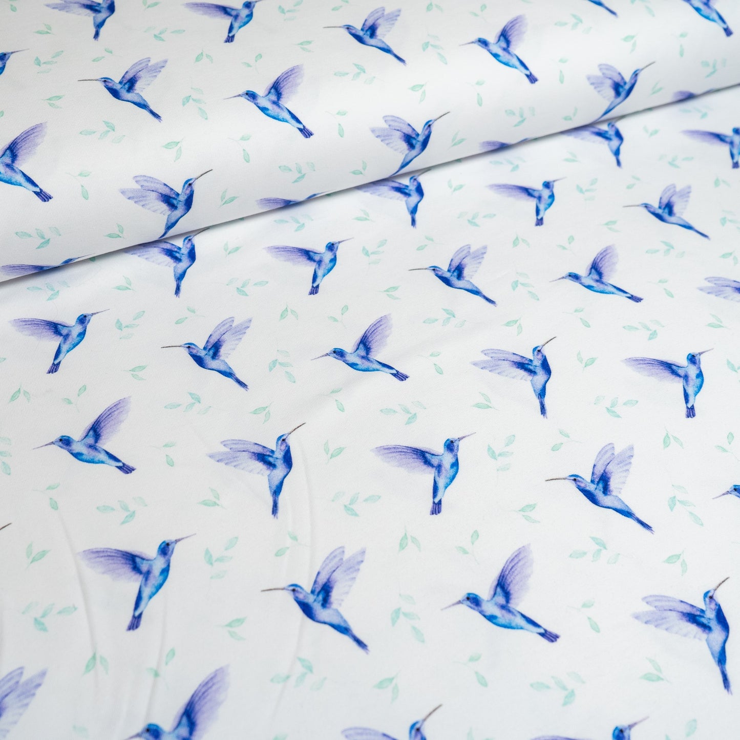 Organic Cotton Jersey - Hummingbirds in Leaves (Exclusive)