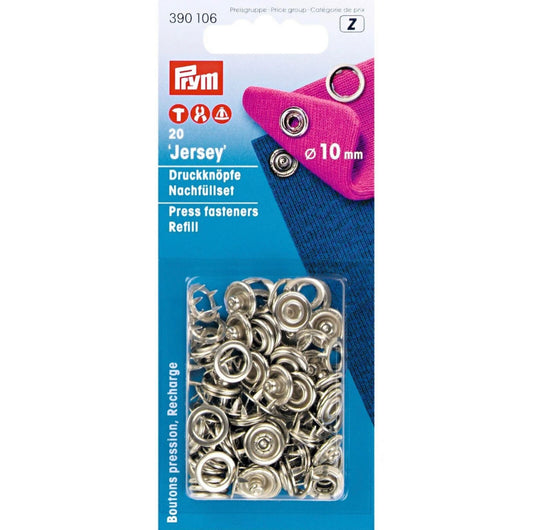 Prym Metal Jersey Fasteners - 10mm Refill Pack - 20 Pack