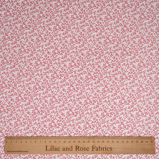 Remnant 46cm - 100% Cotton - Ditsy Daisy - Ivory and Red