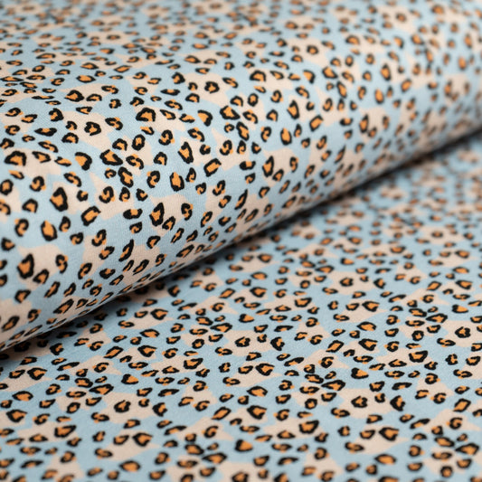 Cotton Jersey - Blue Leopard Print