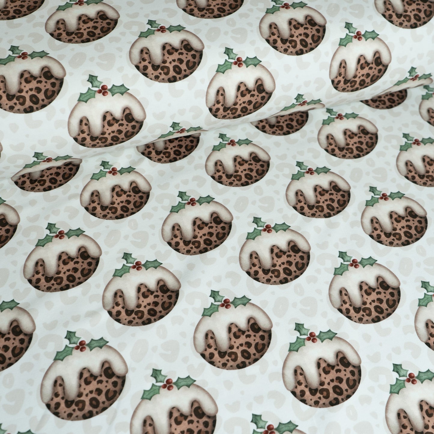 Cotton Jersey - Leopard Print Christmas Puddings