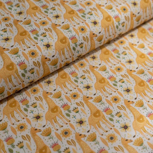 100% Cotton - Giraffes Yellow