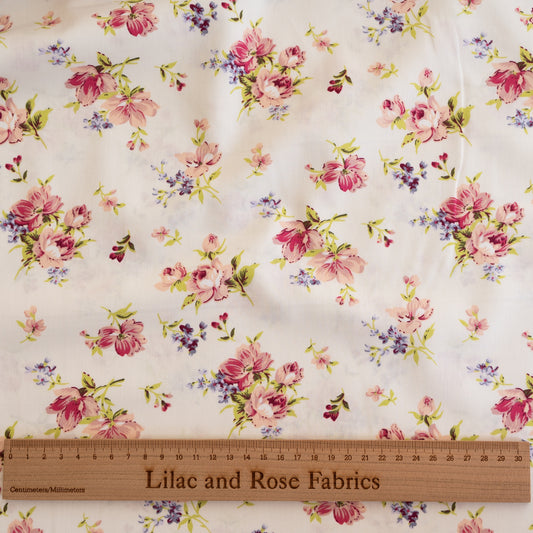 100% Cotton - Pink and Lilac Floral