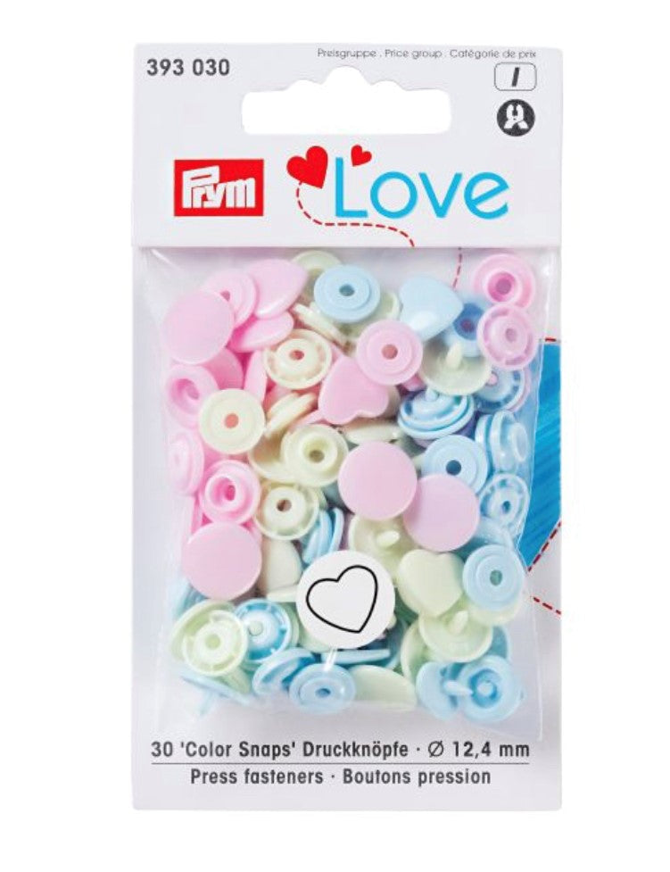 Prym Colour Snaps 12.4mm - Mixed Colours 30 Pack - Hearts and Stars