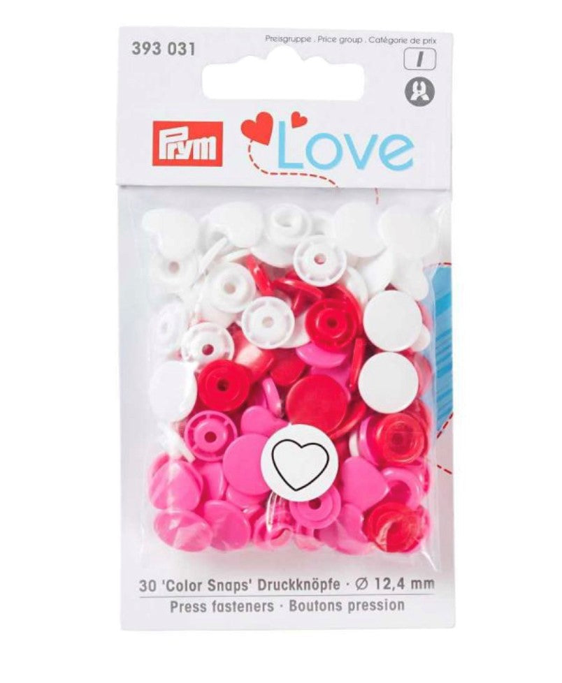 Prym Colour Snaps 12.4mm - Mixed Colours 30 Pack - Hearts and Stars