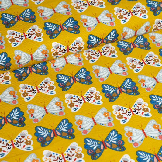 21 Wale Needlecord - Dashwood Studios Mustard Butterflies