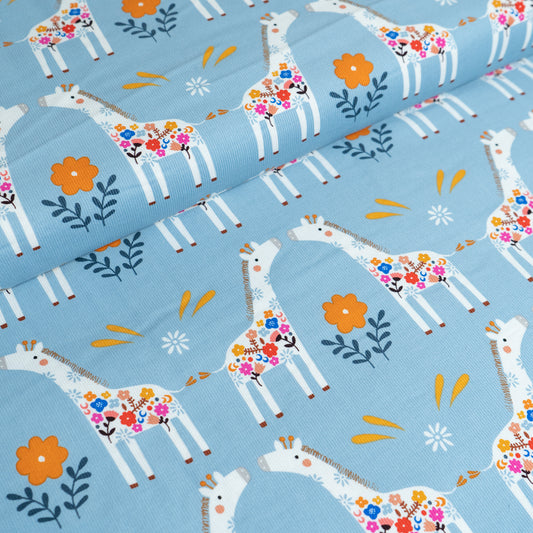 21 Wale Needlecord - Dashwood Studios Giraffes Blue