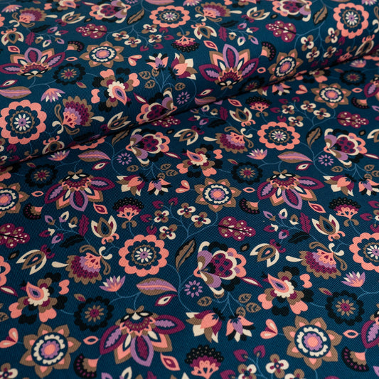 21 Wale Needlecord - Dashwood Studios Flowers in Berry