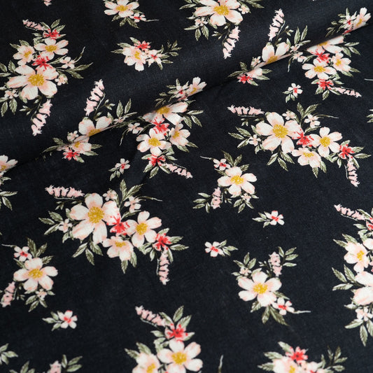 Viscose Linen - Dark Navy Floral