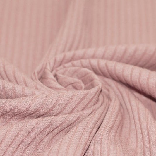 Remnant 98cm - Wide Drop Needle Rib Jersey - Nude Pink